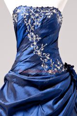Floor Length Ball Gowns Sleeveless Blue Ball Gown Prom Dress Lace Up