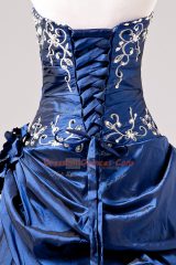 Floor Length Ball Gowns Sleeveless Blue Ball Gown Prom Dress Lace Up