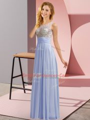 Exquisite Lavender Empire Beading Quinceanera Court Dresses Side Zipper Chiffon Sleeveless Floor Length