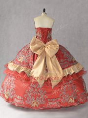 Sleeveless Embroidery and Bowknot Lace Up Sweet 16 Dress