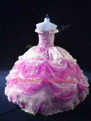Lilac Sleeveless Beading and Appliques and Pick Ups Floor Length Sweet 16 Quinceanera Dress