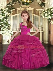 Tulle Sleeveless Floor Length Pageant Dress Toddler and Ruffles