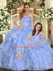 Glamorous Organza Sleeveless Floor Length 15 Quinceanera Dress and Ruffles