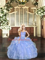 Glamorous Organza Sleeveless Floor Length 15 Quinceanera Dress and Ruffles