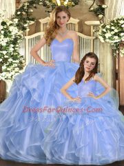 Glamorous Organza Sleeveless Floor Length 15 Quinceanera Dress and Ruffles