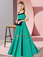 Empire Vestidos de Damas Turquoise Square Chiffon Sleeveless Floor Length Zipper