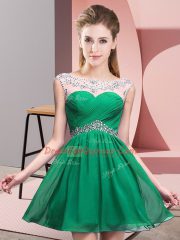Scoop Sleeveless Chiffon Evening Dress Beading and Ruching Backless