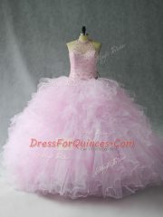 Dynamic Lilac Sleeveless Tulle Lace Up 15th Birthday Dress for Sweet 16 and Quinceanera