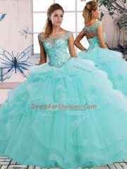 Spectacular Sleeveless Beading and Ruffles Lace Up Sweet 16 Dress