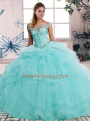 Spectacular Sleeveless Beading and Ruffles Lace Up Sweet 16 Dress