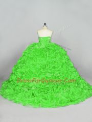 Court Train Ball Gowns Ball Gown Prom Dress Sweetheart Fabric With Rolling Flowers Sleeveless Lace Up