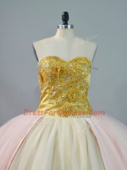 Sleeveless Brush Train Beading and Lace and Appliques Lace Up Vestidos de Quinceanera