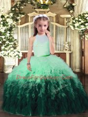 Multi-color Ball Gowns Ruffles Pageant Dress Toddler Backless Tulle Sleeveless Floor Length