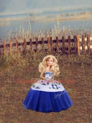 Elegant Royal Blue Sleeveless Tulle Lace Up 15th Birthday Dress for Military Ball and Sweet 16 and Quinceanera