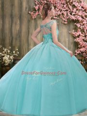 Sophisticated Beading Quince Ball Gowns Green Lace Up Sleeveless Floor Length