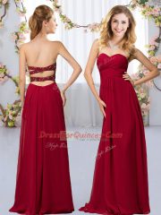 Spectacular Sleeveless Criss Cross Floor Length Beading Quinceanera Court Dresses