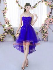 Hot Sale High Low Purple Damas Dress Sweetheart Sleeveless Lace Up