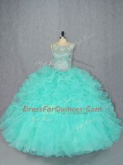 Organza Sleeveless Floor Length Sweet 16 Dresses and Beading