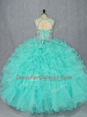 Organza Sleeveless Floor Length Sweet 16 Dresses and Beading