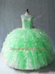 Ball Gowns Ball Gown Prom Dress Scoop Organza Sleeveless Floor Length Lace Up