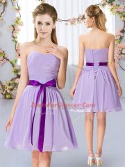 Delicate Sweetheart Sleeveless Chiffon Quinceanera Court of Honor Dress Belt Lace Up