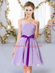 Delicate Sweetheart Sleeveless Chiffon Quinceanera Court of Honor Dress Belt Lace Up