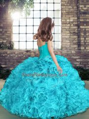Gorgeous Straps Sleeveless Lace Up Girls Pageant Dresses Organza