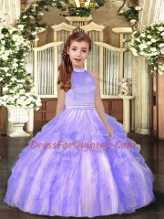 Floor Length Ball Gowns Sleeveless Lavender Pageant Dress for Teens Backless
