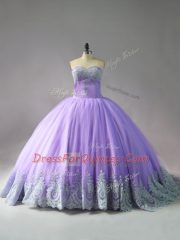 Lavender Quince Ball Gowns Sweetheart Sleeveless Court Train Lace Up
