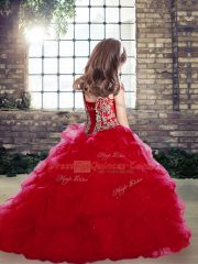 Amazing Ball Gowns Pageant Gowns For Girls Turquoise Off The Shoulder Organza Sleeveless Floor Length Lace Up