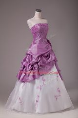Most Popular Floor Length A-line Sleeveless Lilac Quinceanera Gowns Lace Up