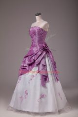 Most Popular Floor Length A-line Sleeveless Lilac Quinceanera Gowns Lace Up