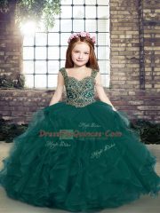 Nice Sleeveless Beading and Ruffles Lace Up Kids Formal Wear
