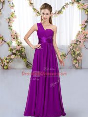 Perfect One Shoulder Sleeveless Damas Dress Belt Lace Up