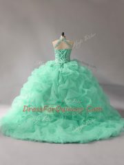 Sleeveless Court Train Lace Up Beading and Pick Ups Quinceanera Gowns