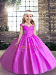 Attractive Straps Sleeveless Tulle Winning Pageant Gowns Beading Lace Up
