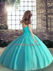 Attractive Straps Sleeveless Tulle Winning Pageant Gowns Beading Lace Up