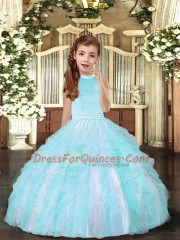 Latest Sleeveless Beading and Ruffles Backless Child Pageant Dress