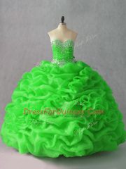 Chic Organza Lace Up 15 Quinceanera Dress Sleeveless Floor Length Beading and Hand Made Flower