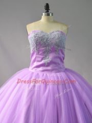 Sleeveless Court Train Lace Up Appliques Quinceanera Dresses