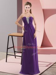 Graceful Purple Dress for Prom Prom and Party with Beading Sweetheart Sleeveless Zipper