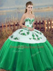 Inexpensive Sweetheart Sleeveless Lace Up Quinceanera Dresses Green Tulle