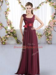 Cheap Straps Sleeveless Chiffon Quinceanera Court Dresses Belt and Hand Made Flower Zipper