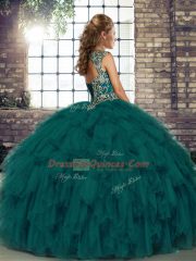 Organza Sleeveless Floor Length Quinceanera Gown and Beading and Ruffles