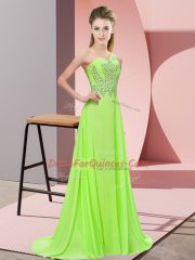 Stunning Floor Length Homecoming Dress One Shoulder Sleeveless Side Zipper