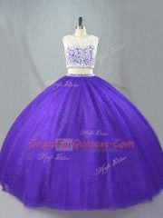 Fancy Tulle Sleeveless Floor Length Vestidos de Quinceanera and Appliques