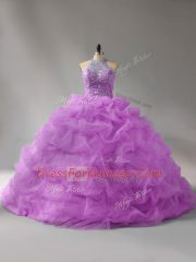 Best Ball Gowns Sleeveless Lilac 15th Birthday Dress Court Train Lace Up