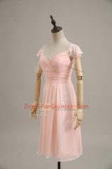 Latest Cap Sleeves Ruching Zipper Party Dress