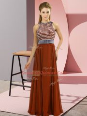 Unique Sleeveless Side Zipper Floor Length Beading