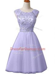 Gorgeous Lavender Zipper Scoop Beading Homecoming Dress Tulle Sleeveless